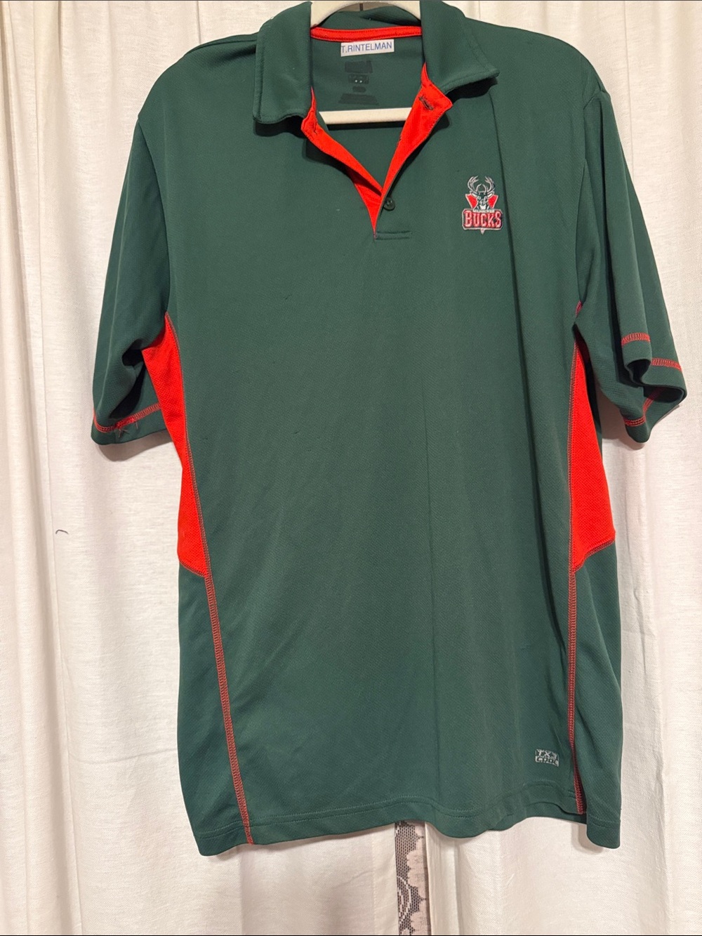 Men’s Green and Red Polo with Bucks Embroidery